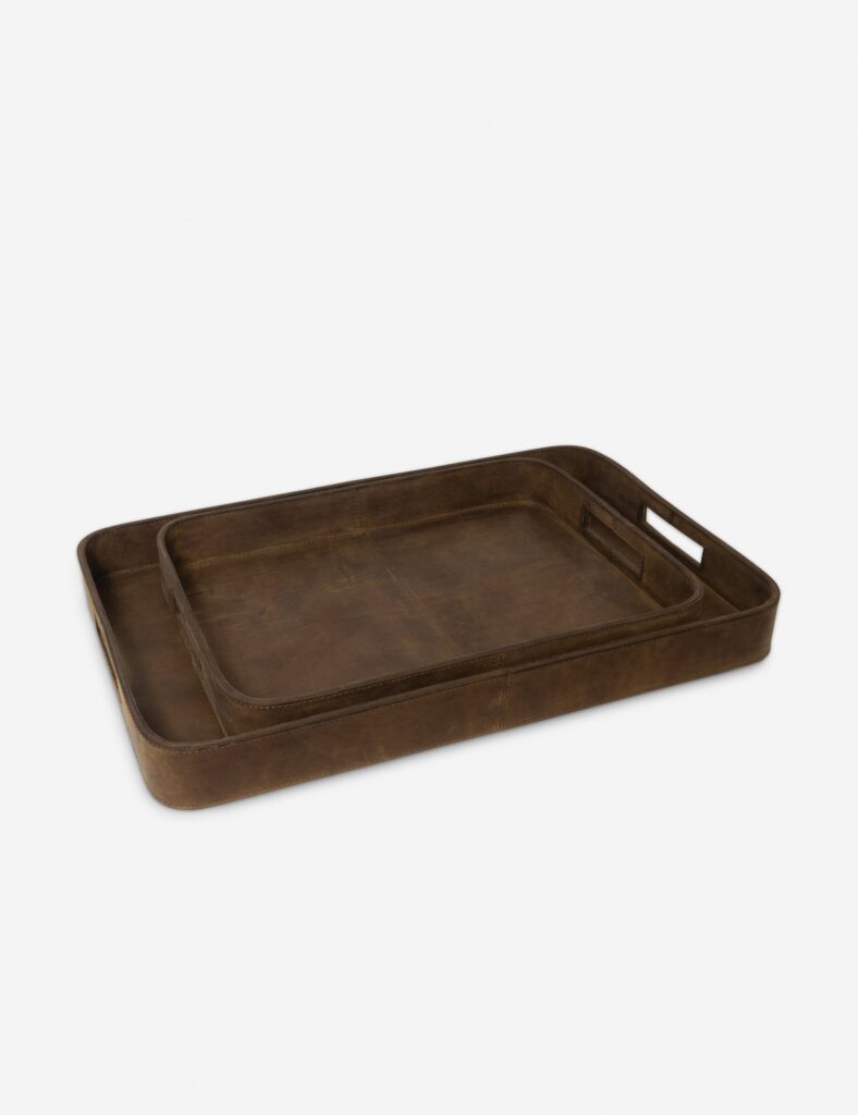 Brown Leather Decorative Display Tray