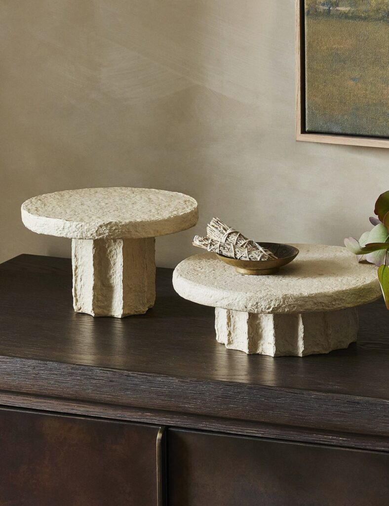 Natural Pedestal Decorative Display Tray