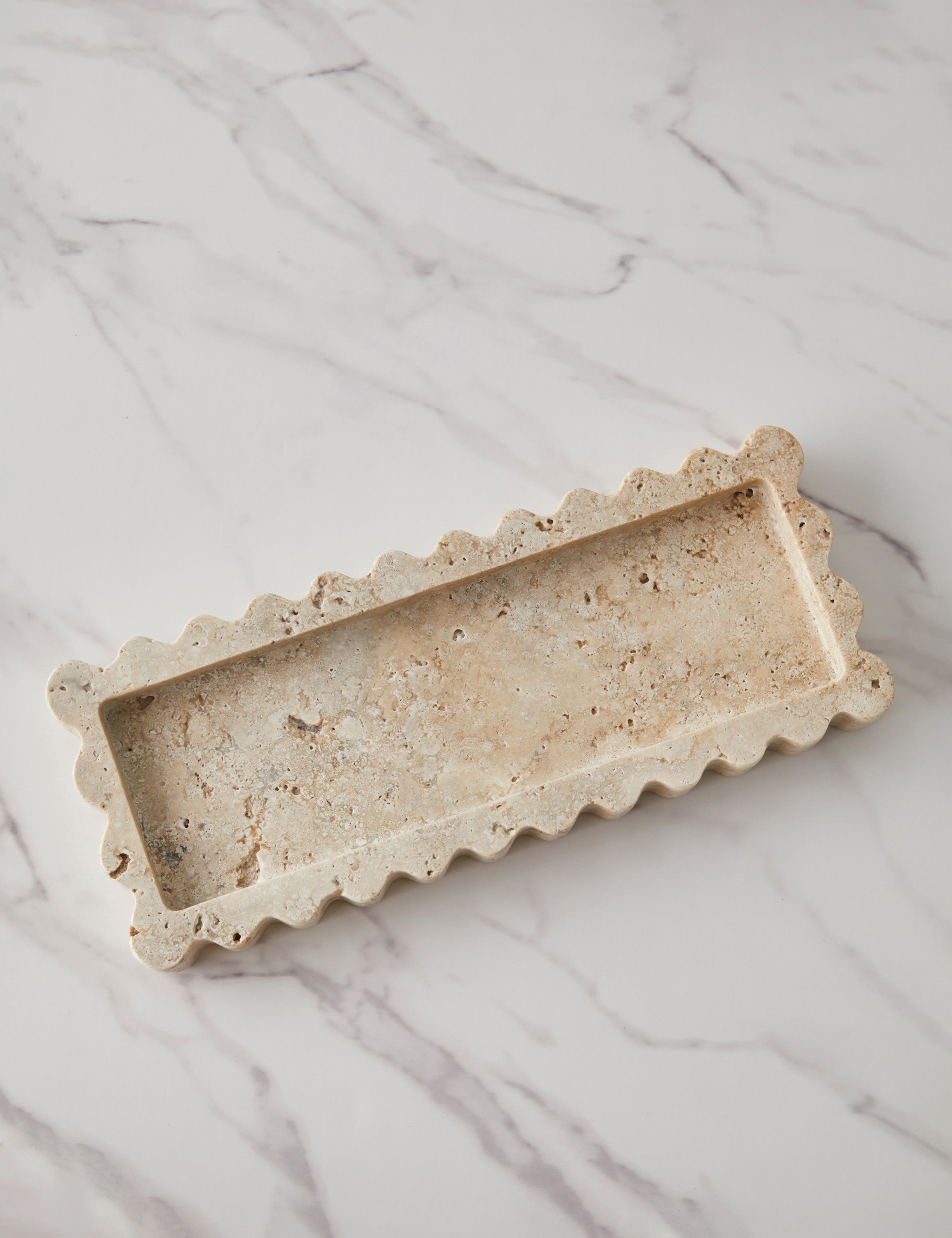 Scalloped Stone Decorative Display Tray - Image 2