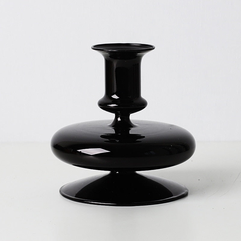 Black Glass Candle Holder - Image 2