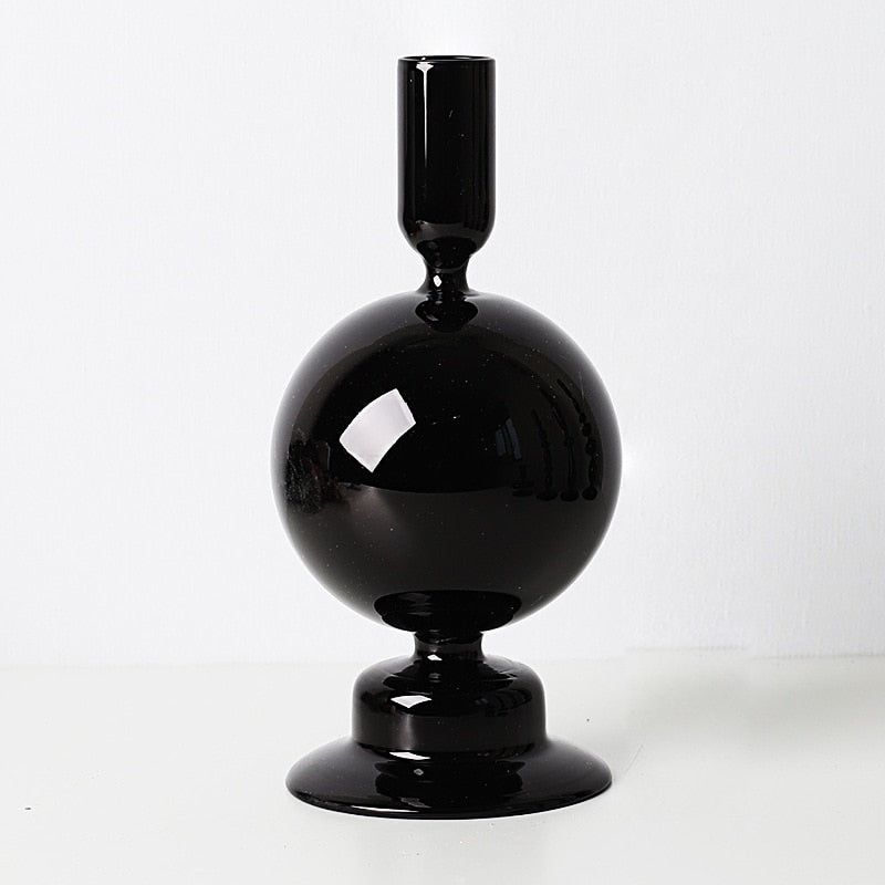 Black Glass Candle Holder - Image 3