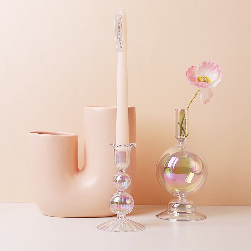 Clear Glass Candle Holder - Image 2