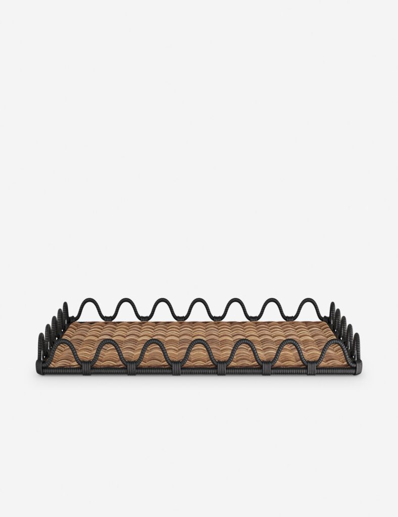 Black Rattan Decorative Display Tray