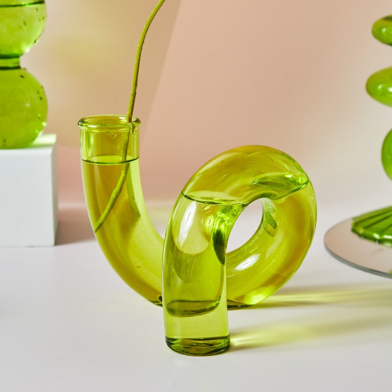 Green Glass Candle Holder - Image 2
