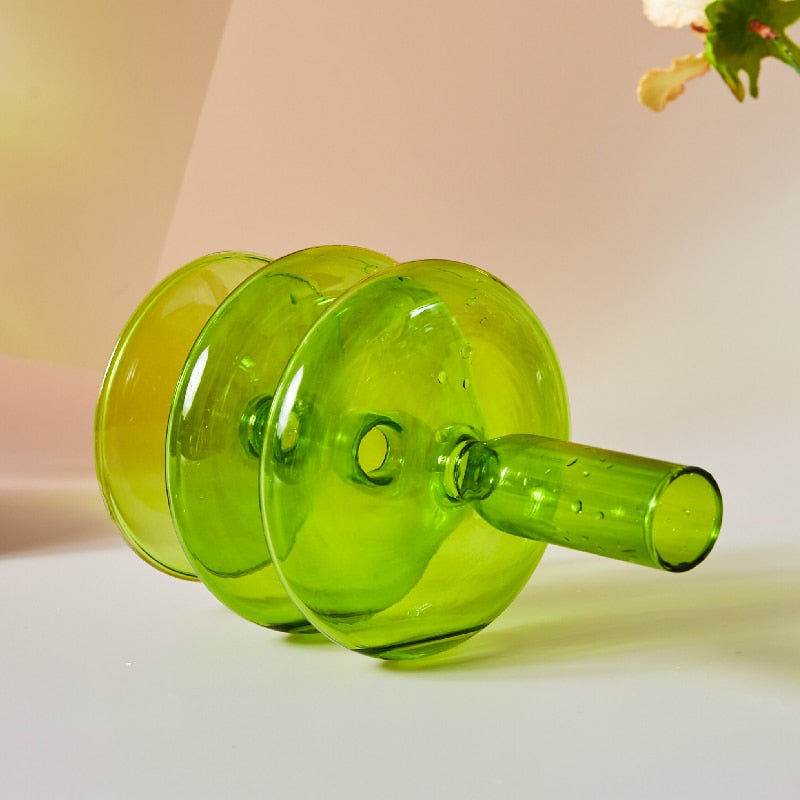 Green Glass Candle Holder - Image 4