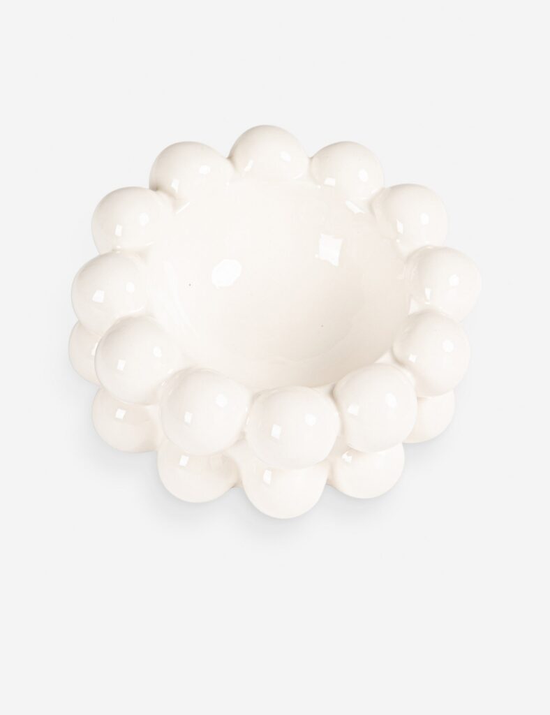 White Sculptural Stoneware Accent Bowl