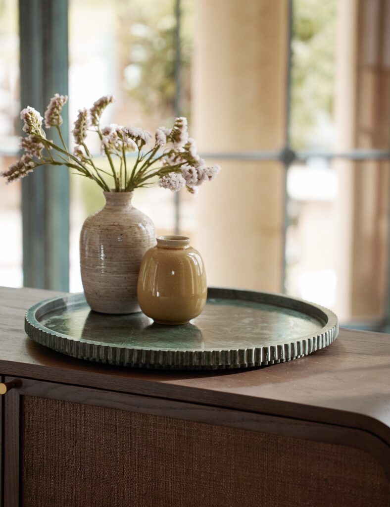 Green Fluted Marble Decorative Display Tray