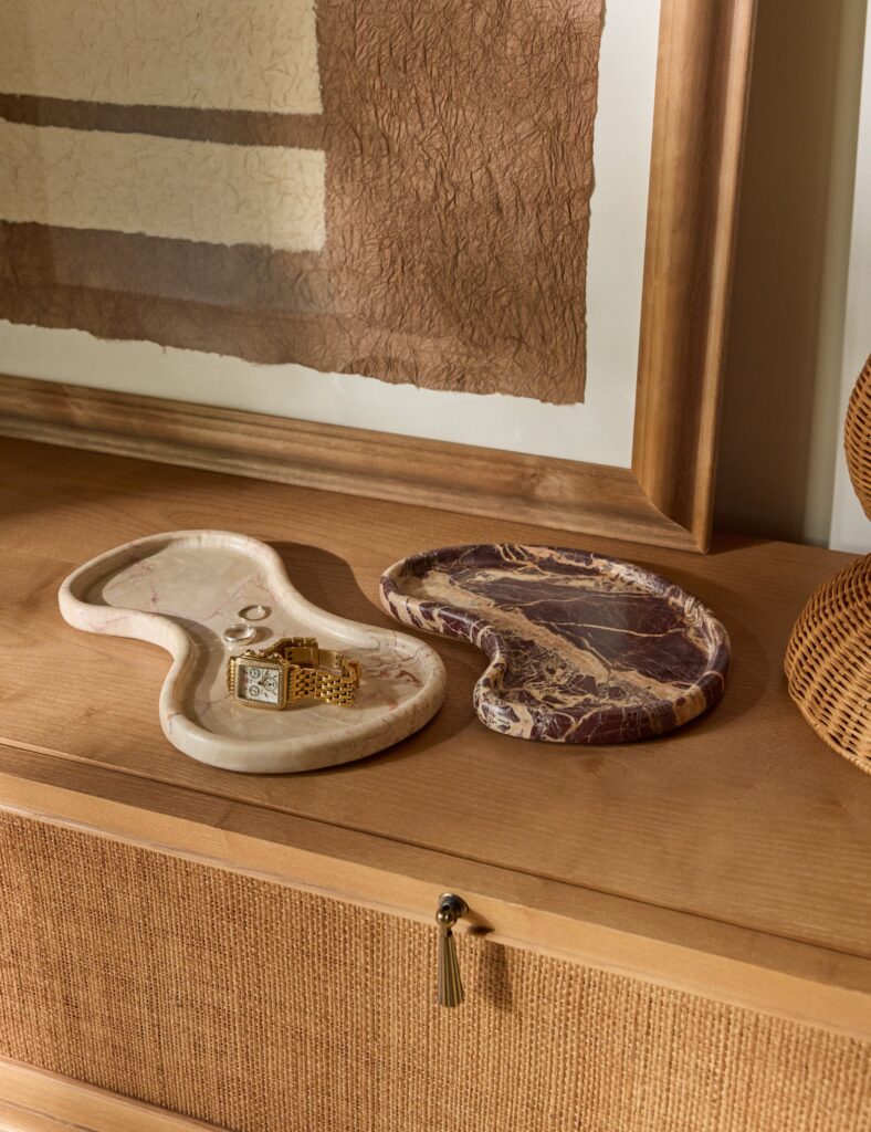 Pink Organic Marble Decorative Display Tray