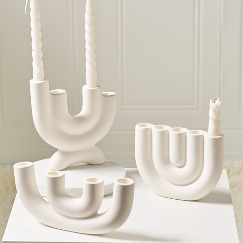 White Ceramic Candle Holder - Image 2