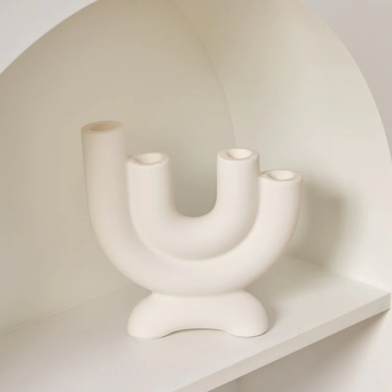 White Ceramic Candle Holder - Image 4