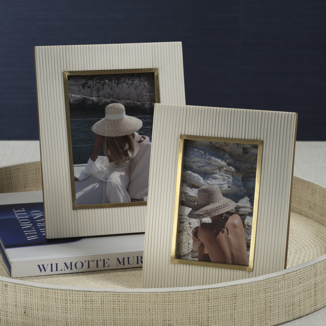 White Ribbed Resin Decorative Photo Frame - Image 2