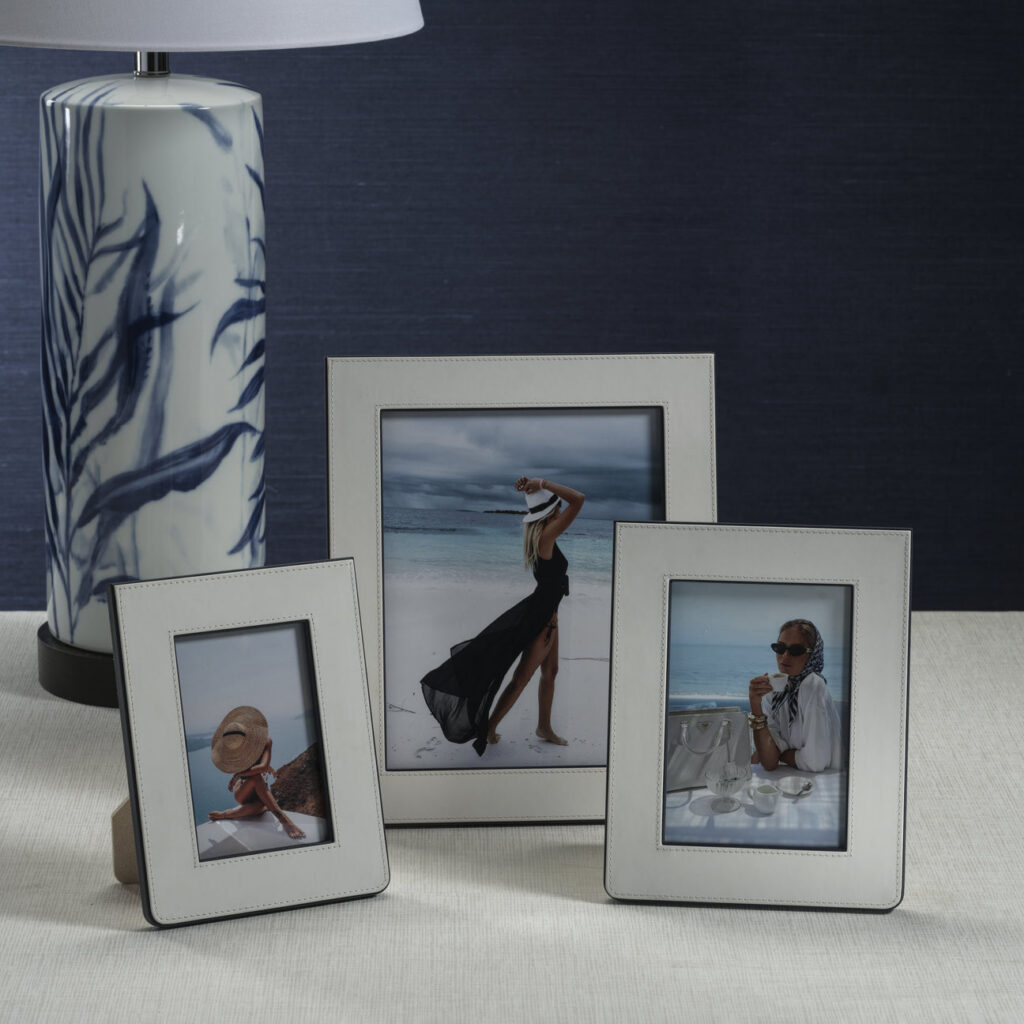 White Leather Decorative Photo Frame