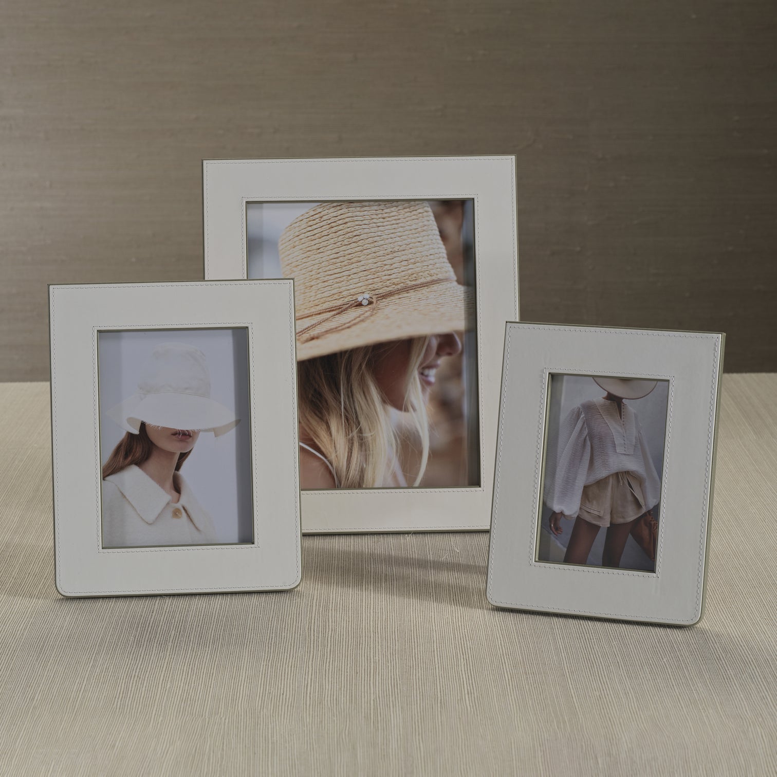 White Leather Decorative Photo Frame