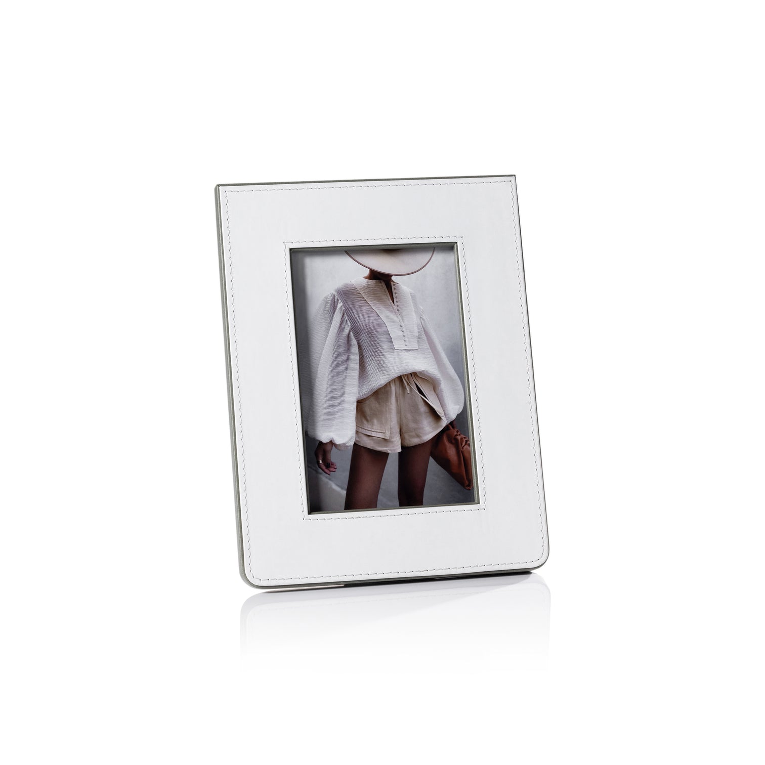 White Leather Decorative Photo Frame - Image 2