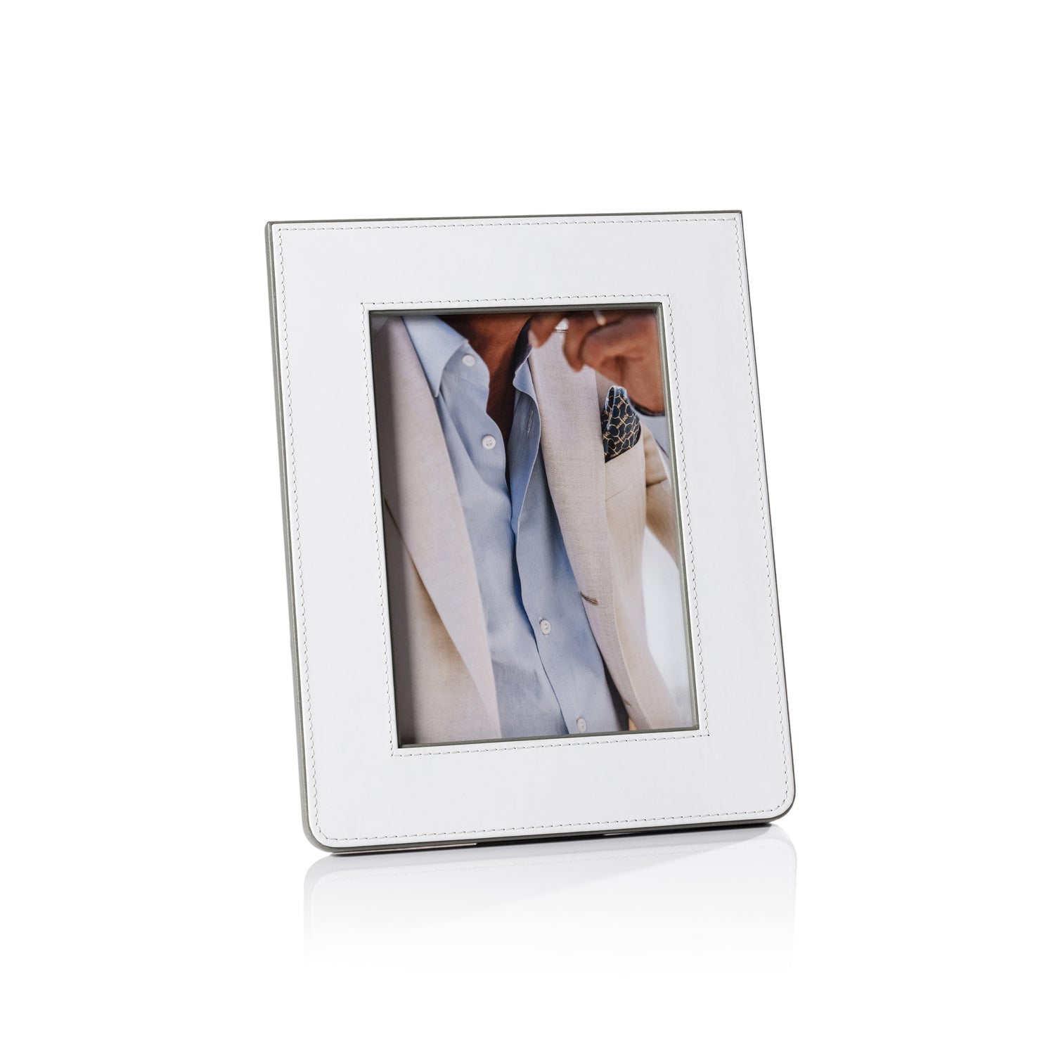 White Leather Decorative Photo Frame - Image 3
