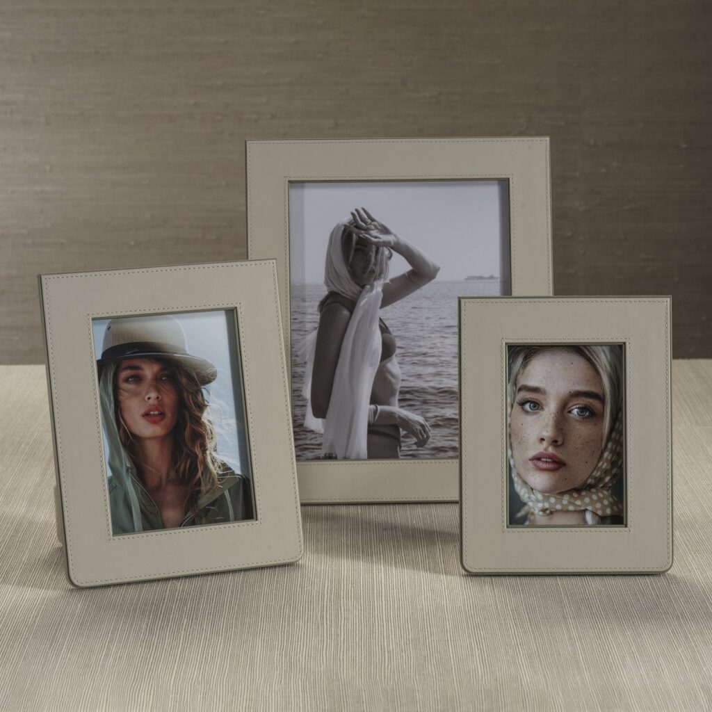 Gray Leather Decorative Photo Frame