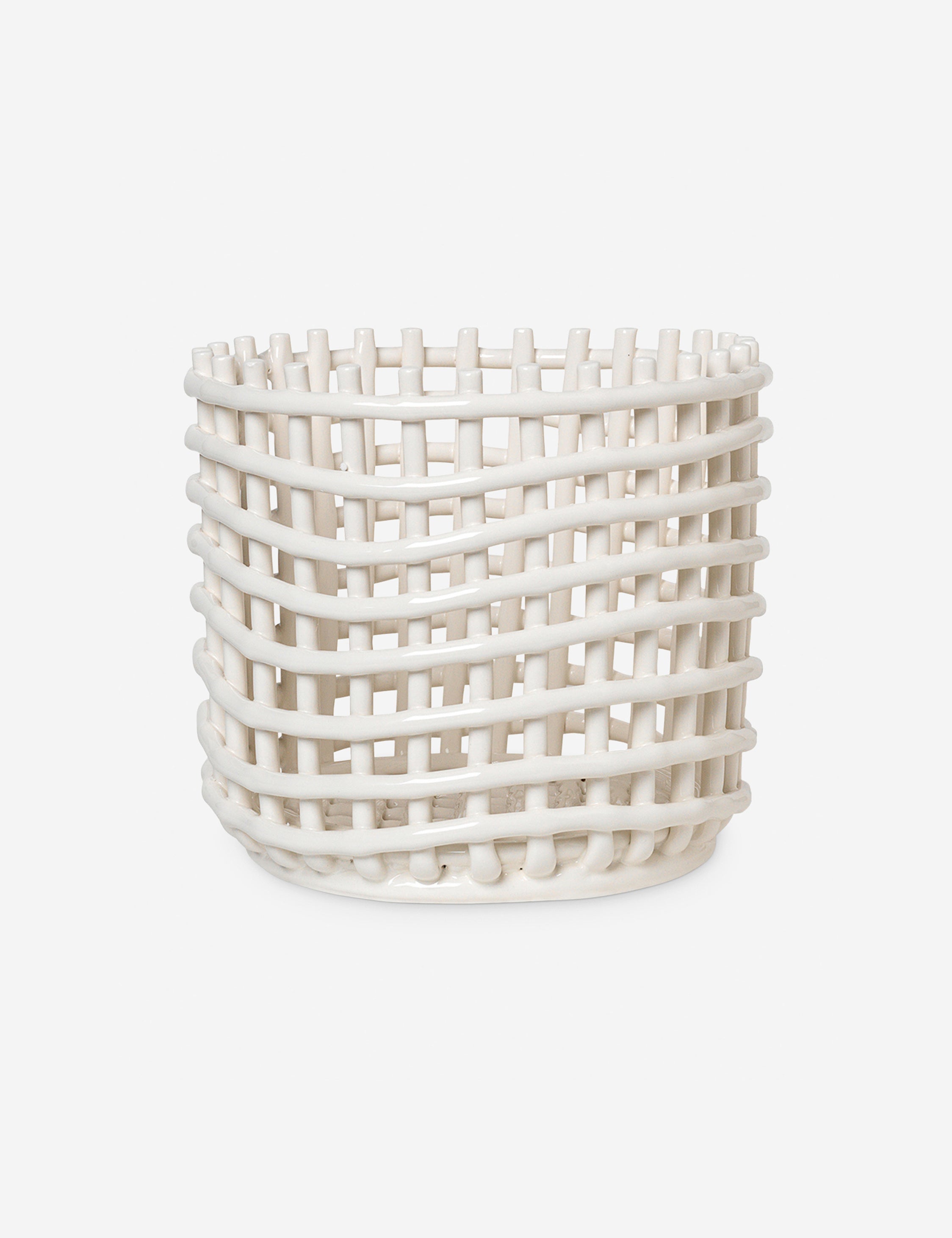 White Ceramic Decorative Accent Bowl - Image 2