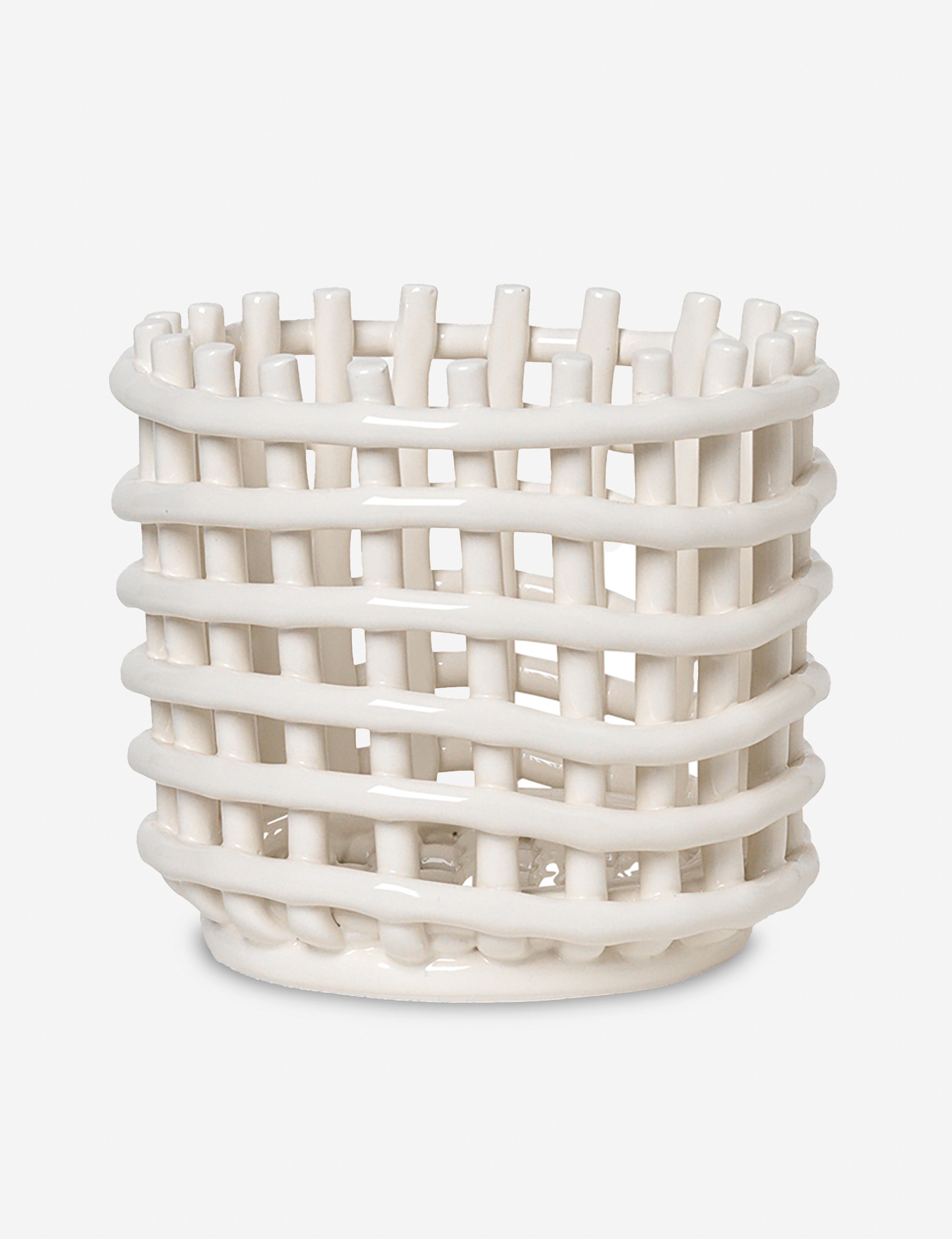 White Ceramic Decorative Accent Bowl - Image 4
