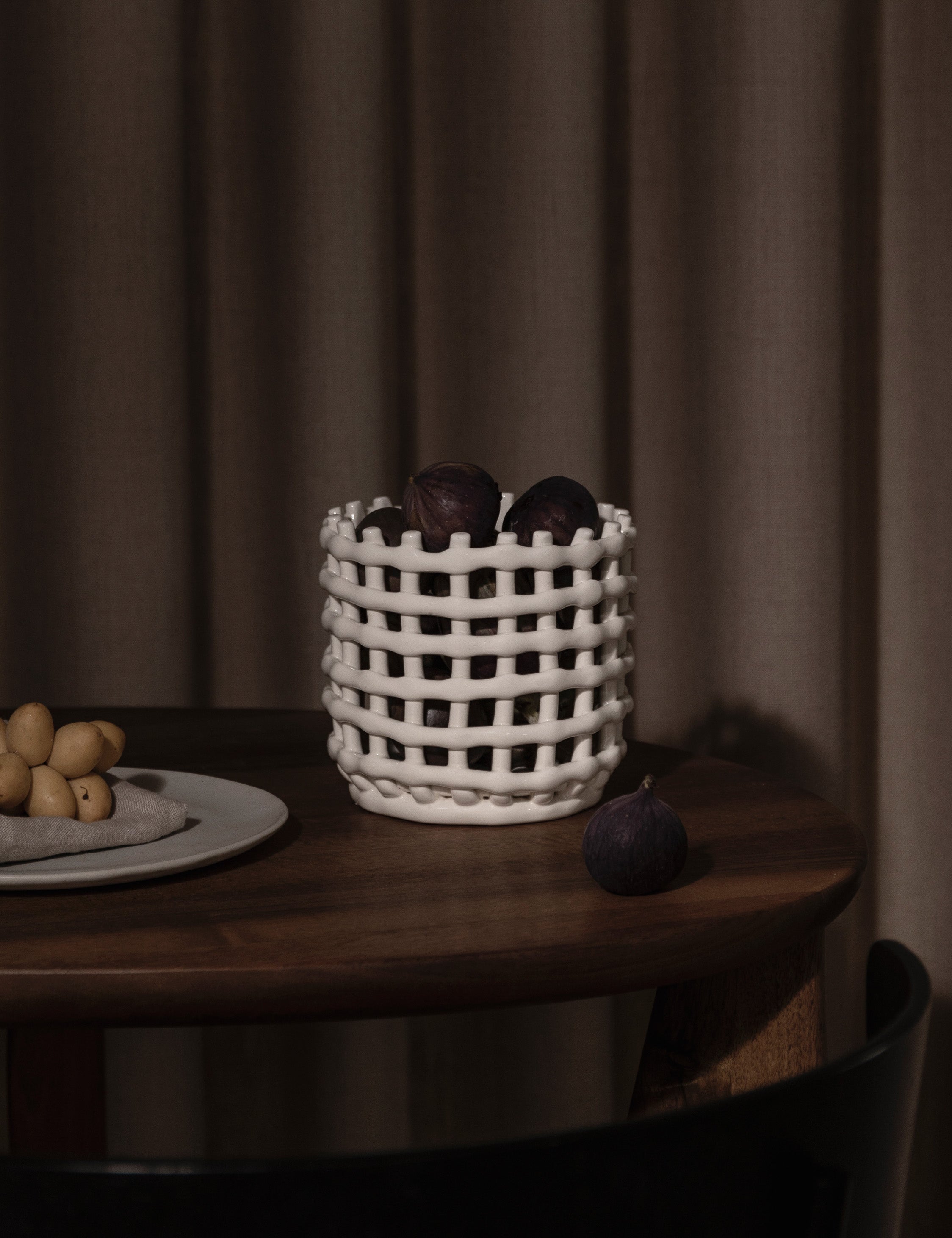 White Ceramic Decorative Accent Bowl - Image 3