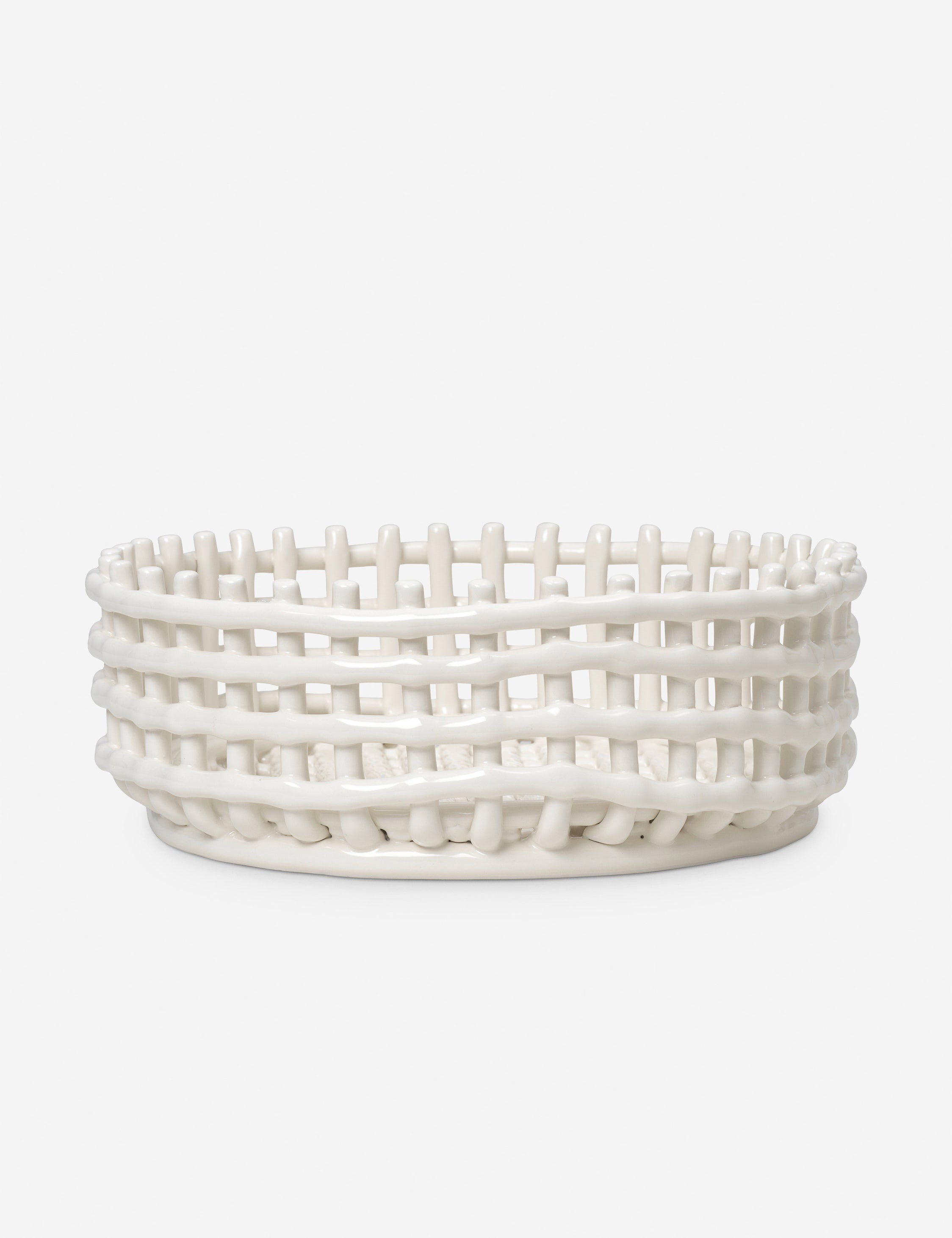 White Ceramic Decorative Accent Bowl - Image 6
